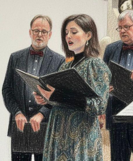 Zeichnung: Bonnie Frauenthal singt O Holy Night