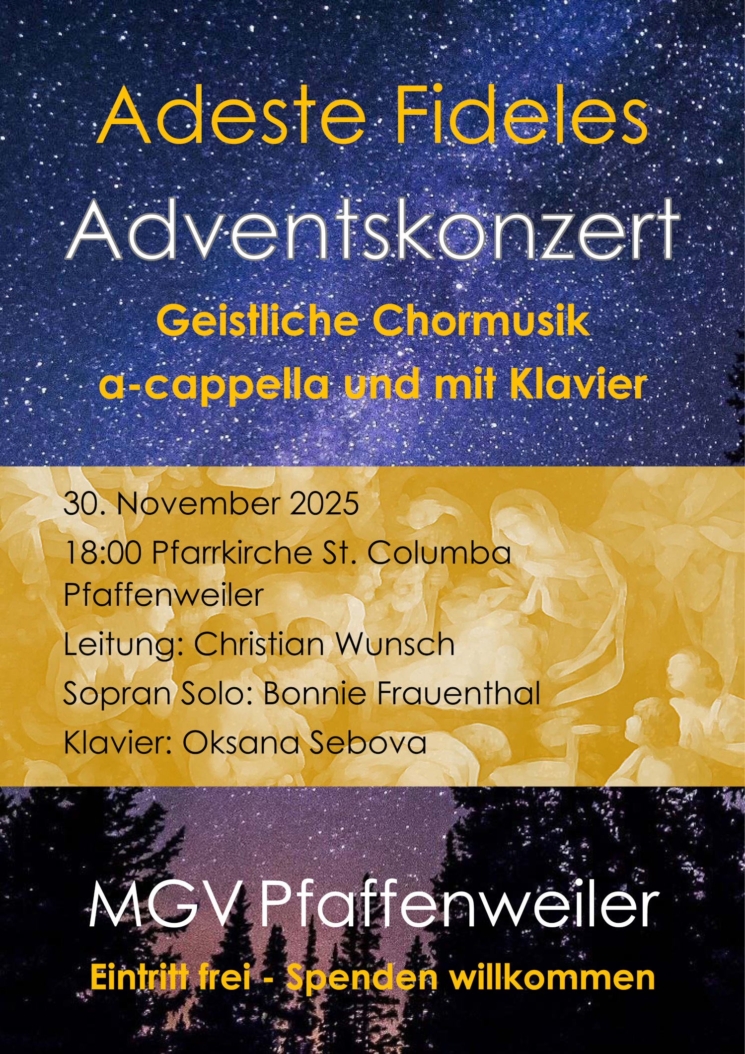 Plakat zum Adventskonzert 2025: Adeste Fideles